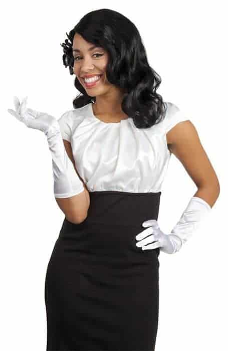 Gants longs en satin blanc