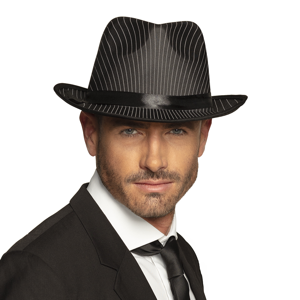 CHAPEAU DE GANGSTER (Borsalino Noir avec rayures)