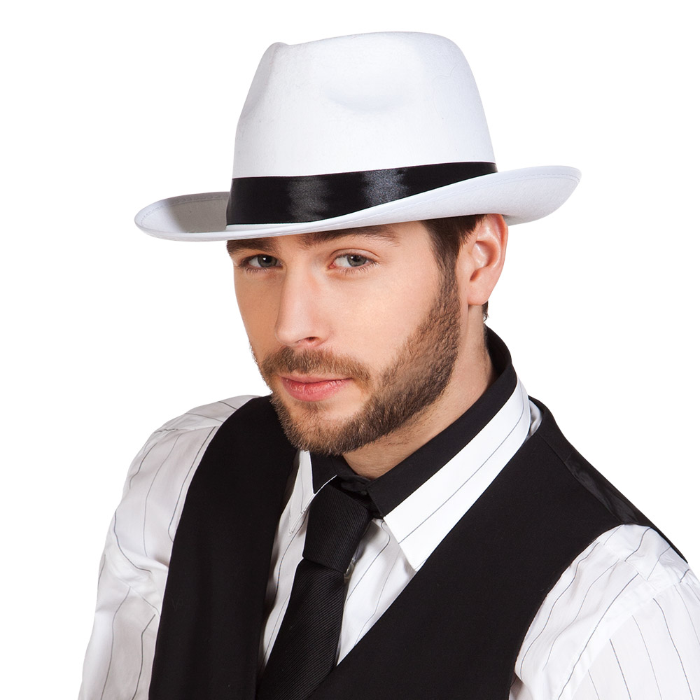BORSALINO AL CAPONE (Blanc en feutrine)