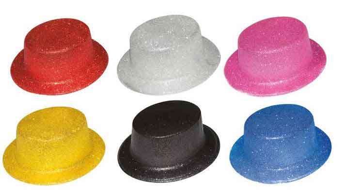 CHAPEAU A PAILLETTES (Chapeaux Haut de forme ) Assortiment 6 coloris