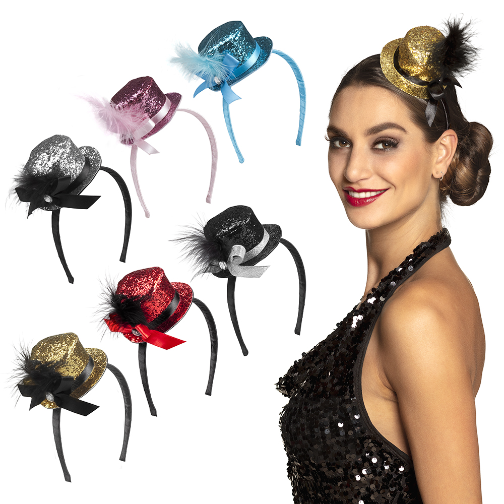 MINI CHAPEAU - PAILLETTES (6 couleurs + plumes)