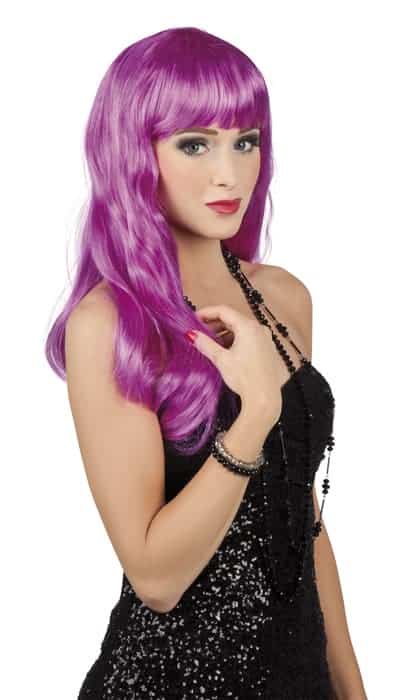 Perruque violette cheveux longs
