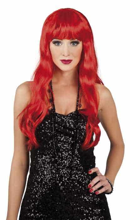 Perruque longue cheveux rouges