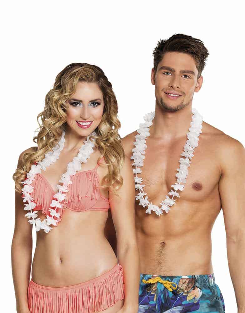COLLIER DE FLEURS HAWAI (Collier Hawaïen - Blanc)