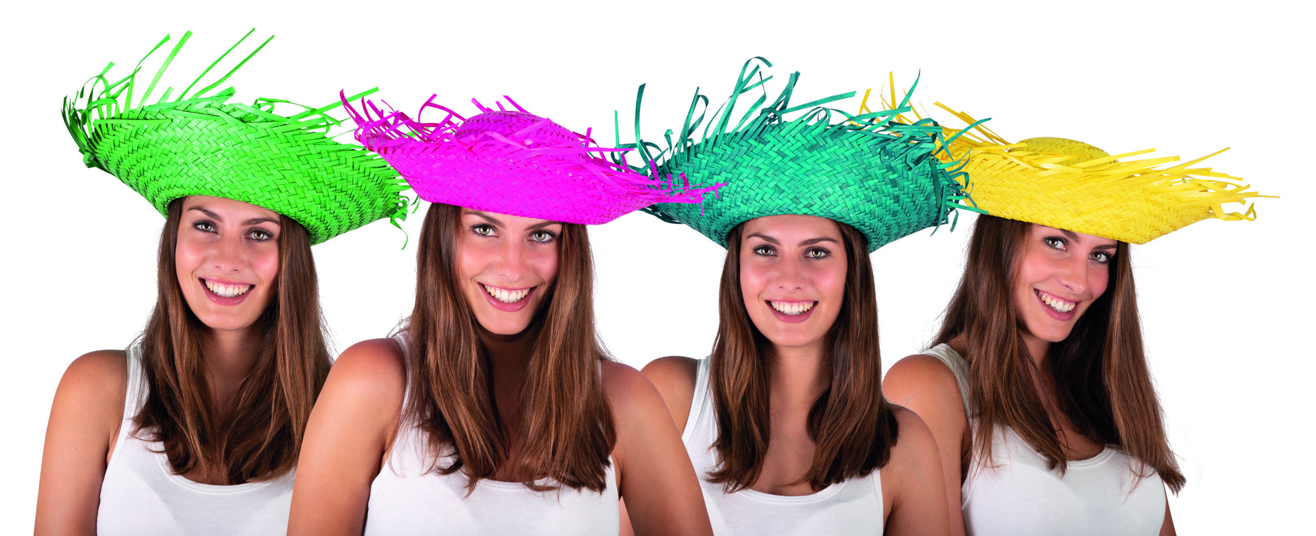 CHAPEAU HAWAI EN PAILLE (4 Couleurs fun) – Image 1