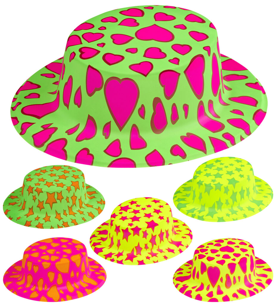 CHAPEAUX EN PLASTIQUE (Chapeaux Néon assortis)