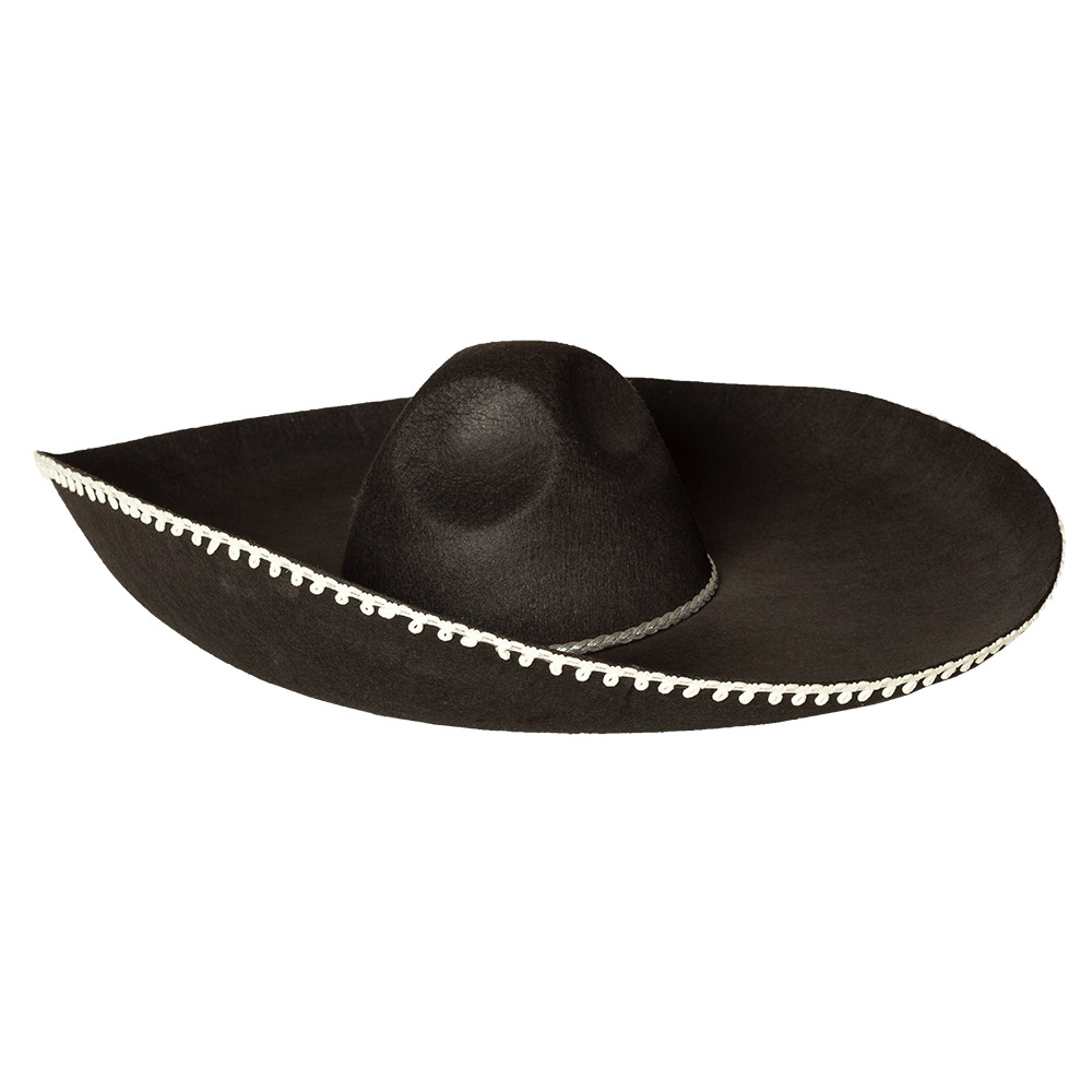CHAPEAU MEXICAIN LUXE (Sombrero noir - 59 cm)