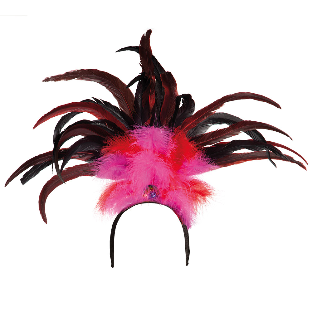 COIFFE BRÉSILIENNE SAMBA (Plumes roses et noires)