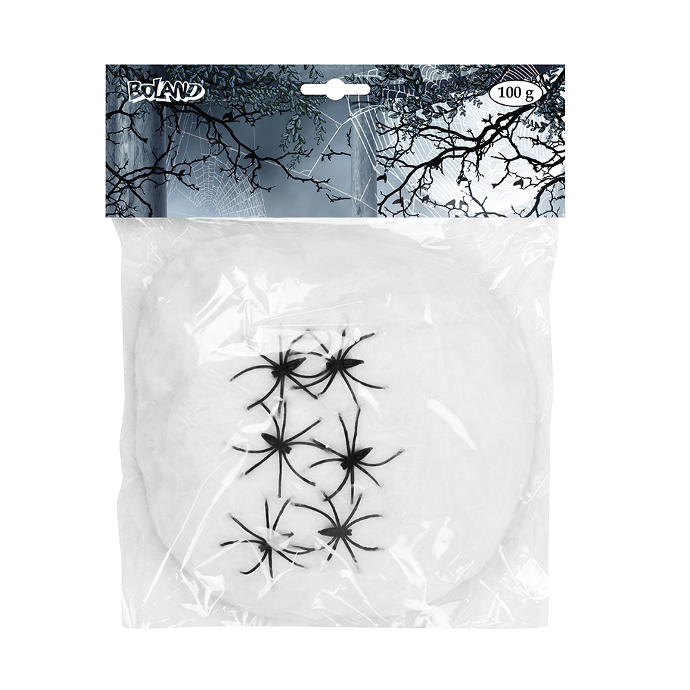 TOILE D'ARAIGNÉE BLANCHE (Poids 100 g + 6 araignées)