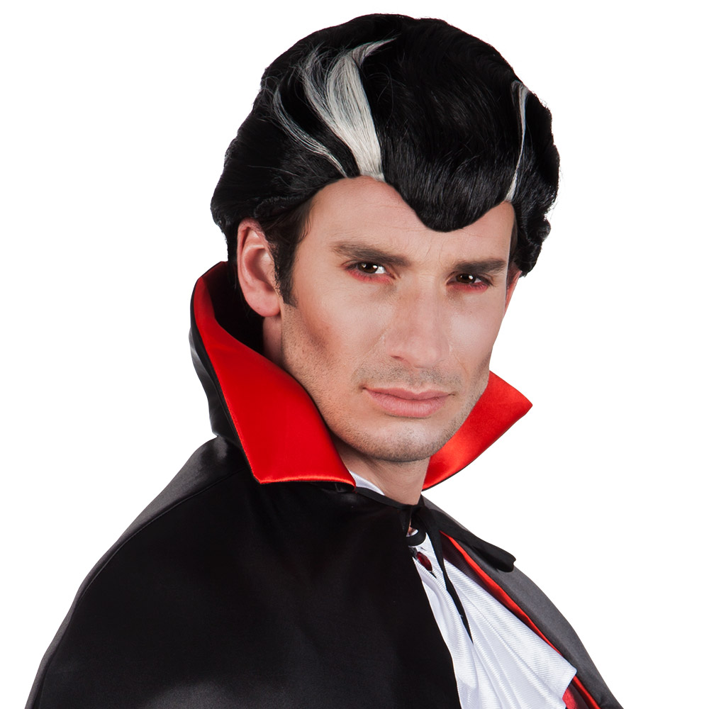 PERRUQUE DE VAMPIRE (Perruque noire et blanche) Modèle pour homme