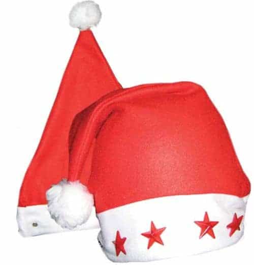 Bonnet de noel etoiles rouges clignotantes