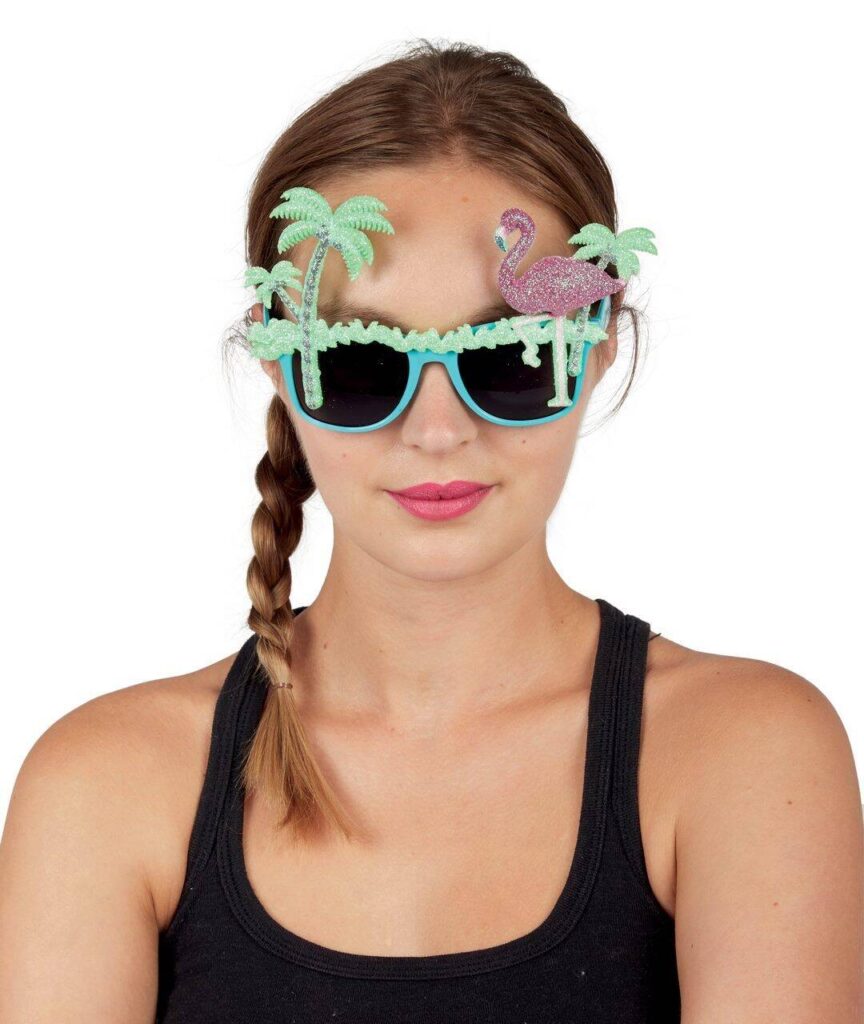 LUNETTES HAWAÏENNES (Flamant rose + palmier)
