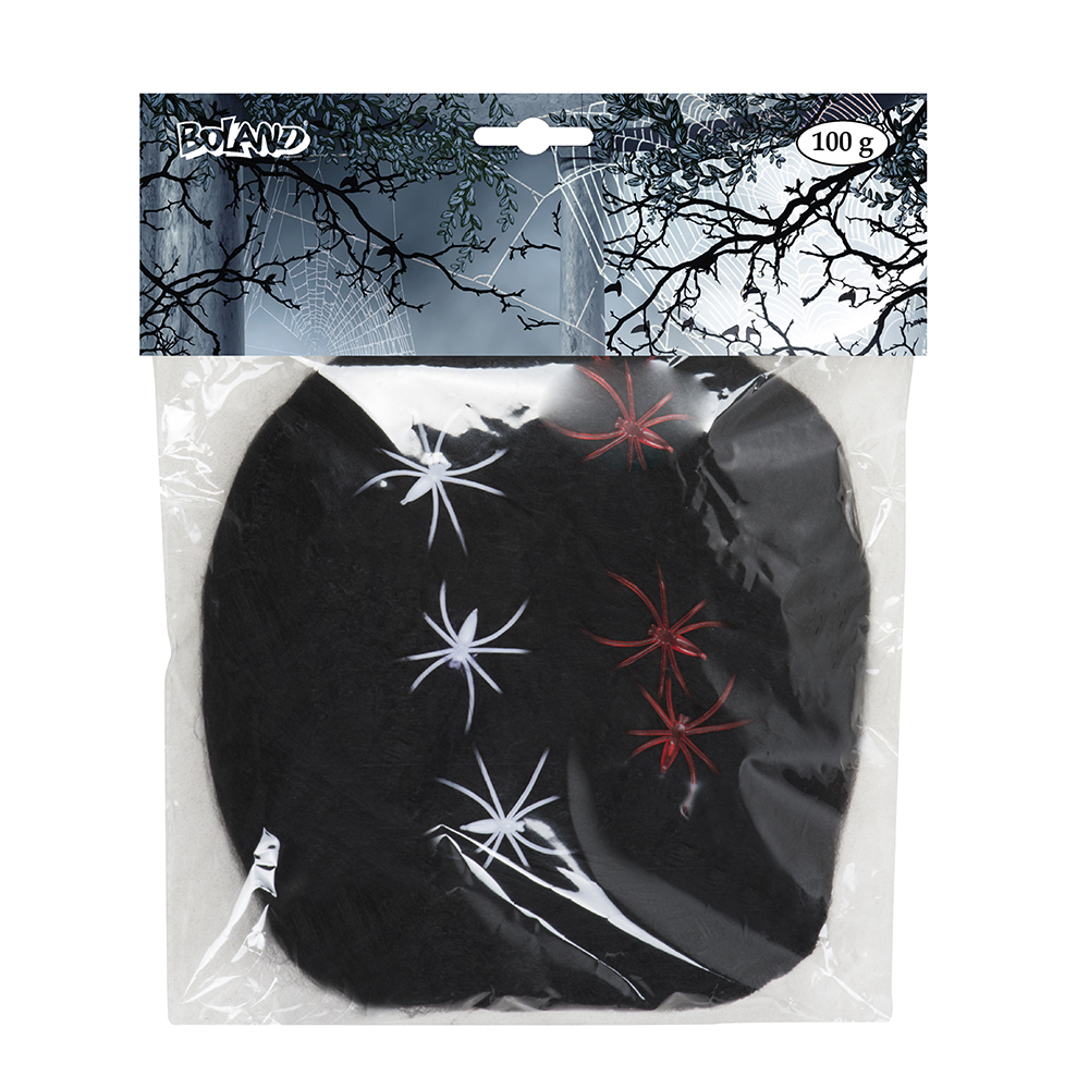 TOILE D'ARAIGNÉE NOIRE (Poids 100 gr + 6 araignées)