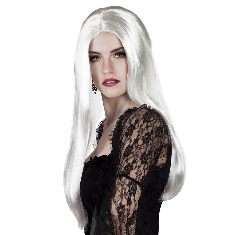 PERRUQUE DE MORTICIA (Perruque longue - Blanche)