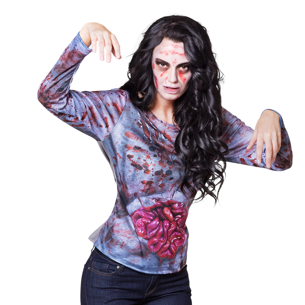CHEMISE DE FEMME ZOMBIE (T-shirt long imprimé M/L)