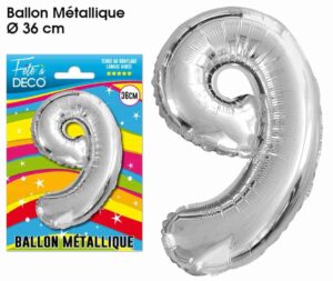 BALLON CHIFFRE ARGENTÉ (Chiffres gonflables de 0 à 9) Ballons Aluminium 36 cm – Image 3