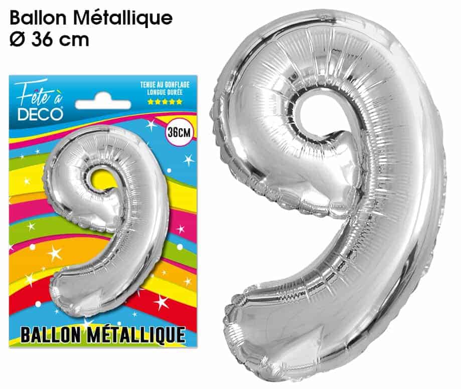 BALLON CHIFFRE ARGENTÉ (Chiffres gonflables de 0 à 9) Ballons Aluminium 36 cm
