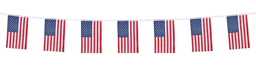GUIRLANDE DRAPEAU USA (Guirlande en tissu) Longueur 4 m - 12 drapeaux