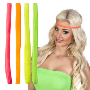 BANDEAU NÉON ÉLASTIQUE (Set 4 bandeaux - 4 coloris) Hippie - Seventies – Image 1