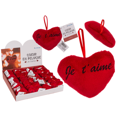 COEUR EN PELUCHE 10 CM (Inscription - Je t'aime) Spécial Saint Valentin