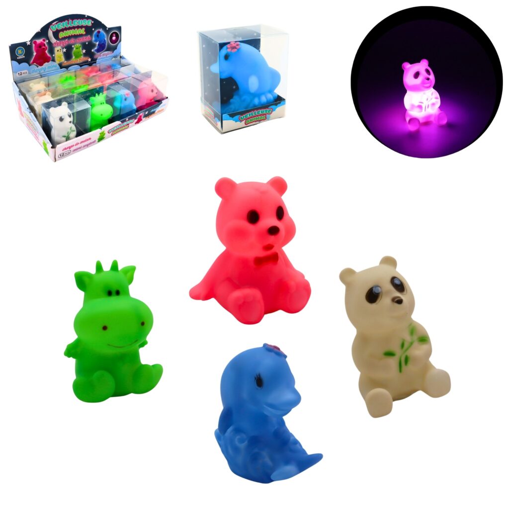 ANIMAUX LUMINEUX A LED (Lampe magique - couleurs) Assortiment 4 modèles