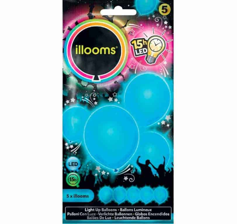 BALLONS BLEUS A LED (Sachet 5 ballons lumineux) Taille 23 cm