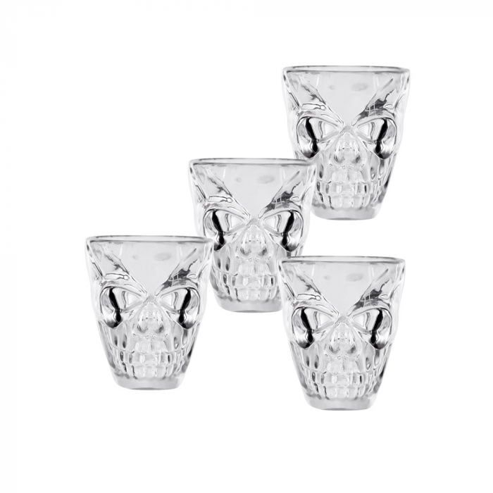 MINI VERRES TÊTE DE MORT (Lot de 4 verres shooter)