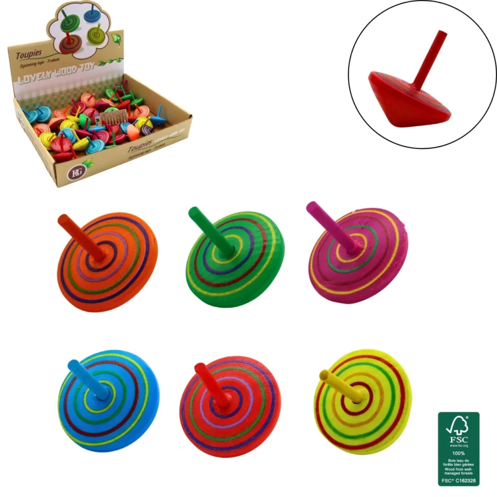 COFFRET TOUPIES EN BOIS (Coloris assortis - 48 pièces)