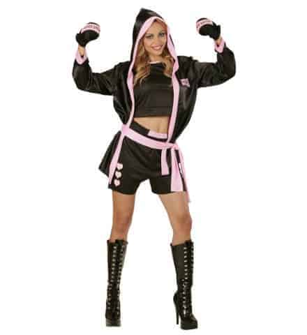 COSTUME DE BOXEUSE (Haut, short, manteau, gants) Tailles adultes - Démo vidéo