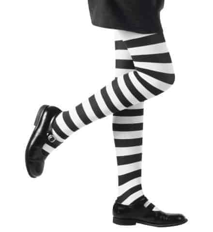 COLLANTS NOIRS ET BLANCS (Collants rayés 70 DEN) Tailles enfants