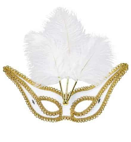 LOUP BLANC A PLUMES (Dorures, plumes blanches)