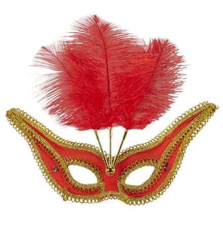 LOUP ROUGE A PLUMES (Dorures, plumes rouges)