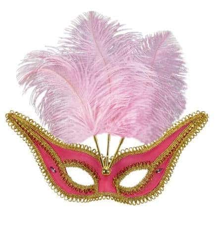 LOUP ROSE A PLUMES (Dorures, plumes roses)