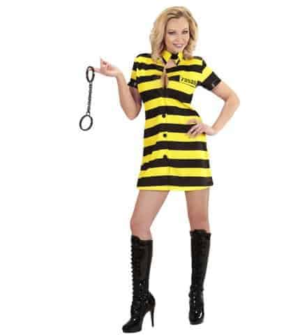 ROBE SEXY DE PRISONNIÈRE (Robe rayures jaunes/noires) Tailles adultes - Démo vidéo