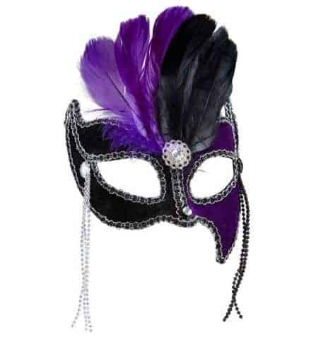 LOUP GRAND BAL BICOLORE (Pierres, perles et plumes) Noir/Violet