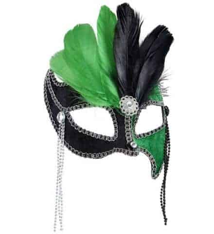 LOUP GRAND BAL BICOLORE (Pierres, perles et plumes) Noir/Vert