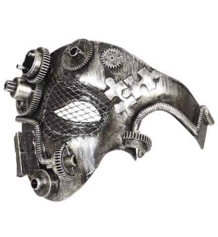 DEMI-MASQUE STEAMPUNK (Couleur argent)