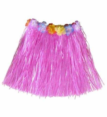 JUPE HULA HAWAÏENNE ROSE (Jupe avec ceinture à fleurs)