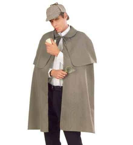 CAPE MANTEAU DÉTECTIVE (Cape grise avec capuche) Taille 100 cm
