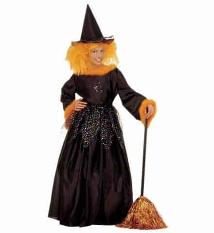 PETITE SORCIÈRE ÉLÉGANTE (Costume, jupon et chapeau) Tailles 5 à 13 ans