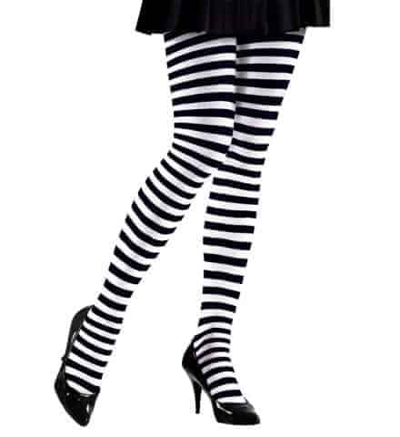 COLLANTS NOIRS ET BLANCS (Collants rayés 70 DEN) Tailles adultes