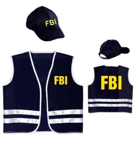 SET AGENT FBI ENFANT (Veston avec casquette) Taille unique 8/10 ans