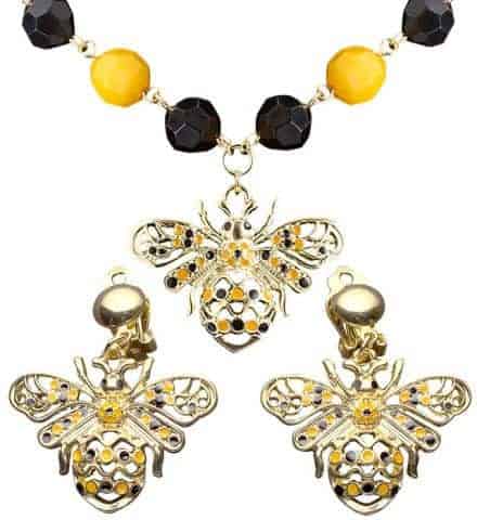 BIJOUX THÈME ABEILLE (Collier et boucles d'oreilles)