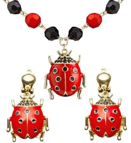 BIJOUX THÈME COCCINELLE (Collier et boucles d'oreilles)