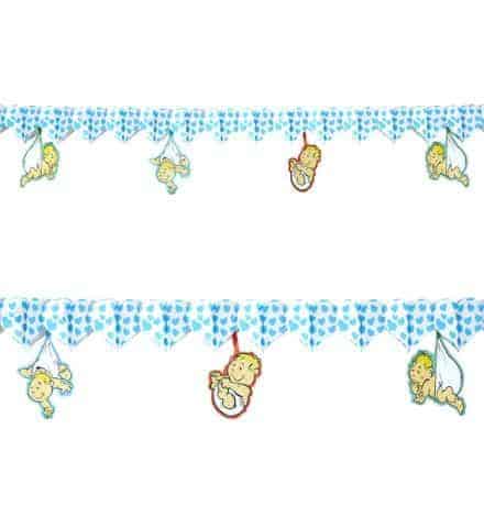 COEURS BLEUS ET BÉBÉS (Guirlande, longueur 3 m) Déco naissance - baptême