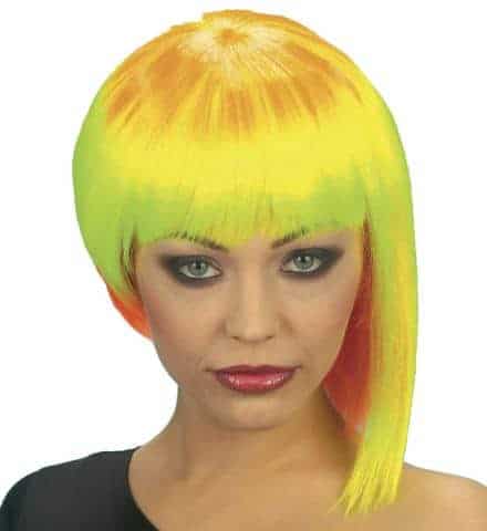 PERRUQUE NEO PUNK (Couleur jaune néon) Perruque en boite