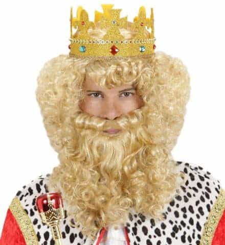 PERRUQUE BLONDE DU ROI (Barbe et moustache) Perruque en boite