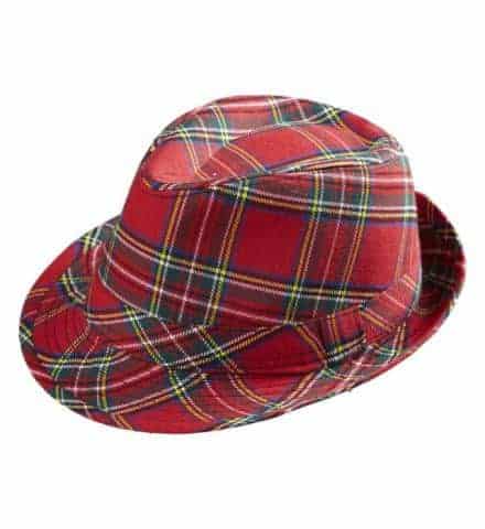 CHAPEAU TARTAN ROUGE (Forme Borsalino)
