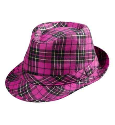 CHAPEAU TARTAN ROSE (Forme Borsalino)
