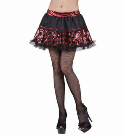 JUPETTE MOTIF DAMIER (Noir/Rouge - Paillettes)